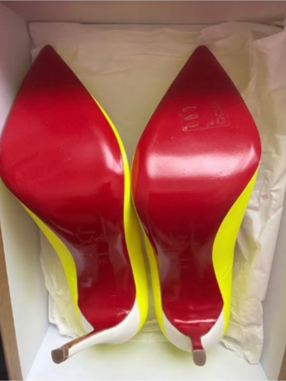 Christian Louboutin Neon Yellow Pointed Toe Stilettos - Picture 6 of 12